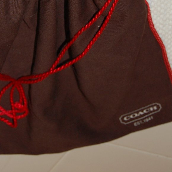 Coach Dust Bag 15" x 13" Brown W/ Red Drawstring - Picture 7 of 12